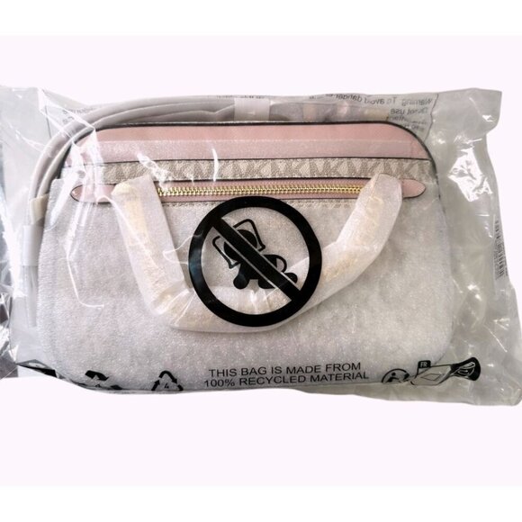 Michael Kors Womens Blush Cream Jet Set Large Logo Crossbody Bag New - Picture 3 of 9